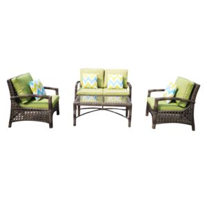 LIVING ACCENTS 4-Piece Outdoor Seating Set Brown and Green